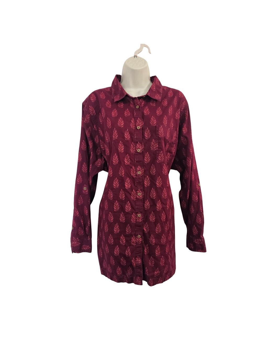 DULUTH Feather Printed Buttondown Shirt Maroon Size 3X